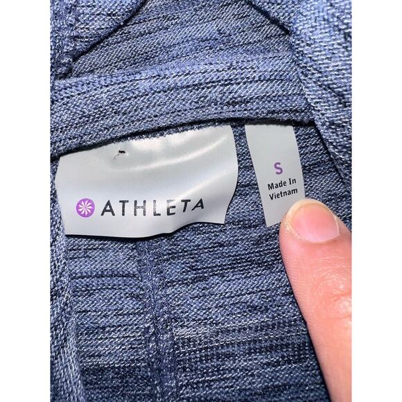 ATHLETA Sweatshirt Size S Blue Heathered Techie Blissful Hooded Poncho Pullover - Picture 12 of 16